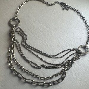 Multi-Chain Draped Necklace in Antique Silver - Women Jewelry